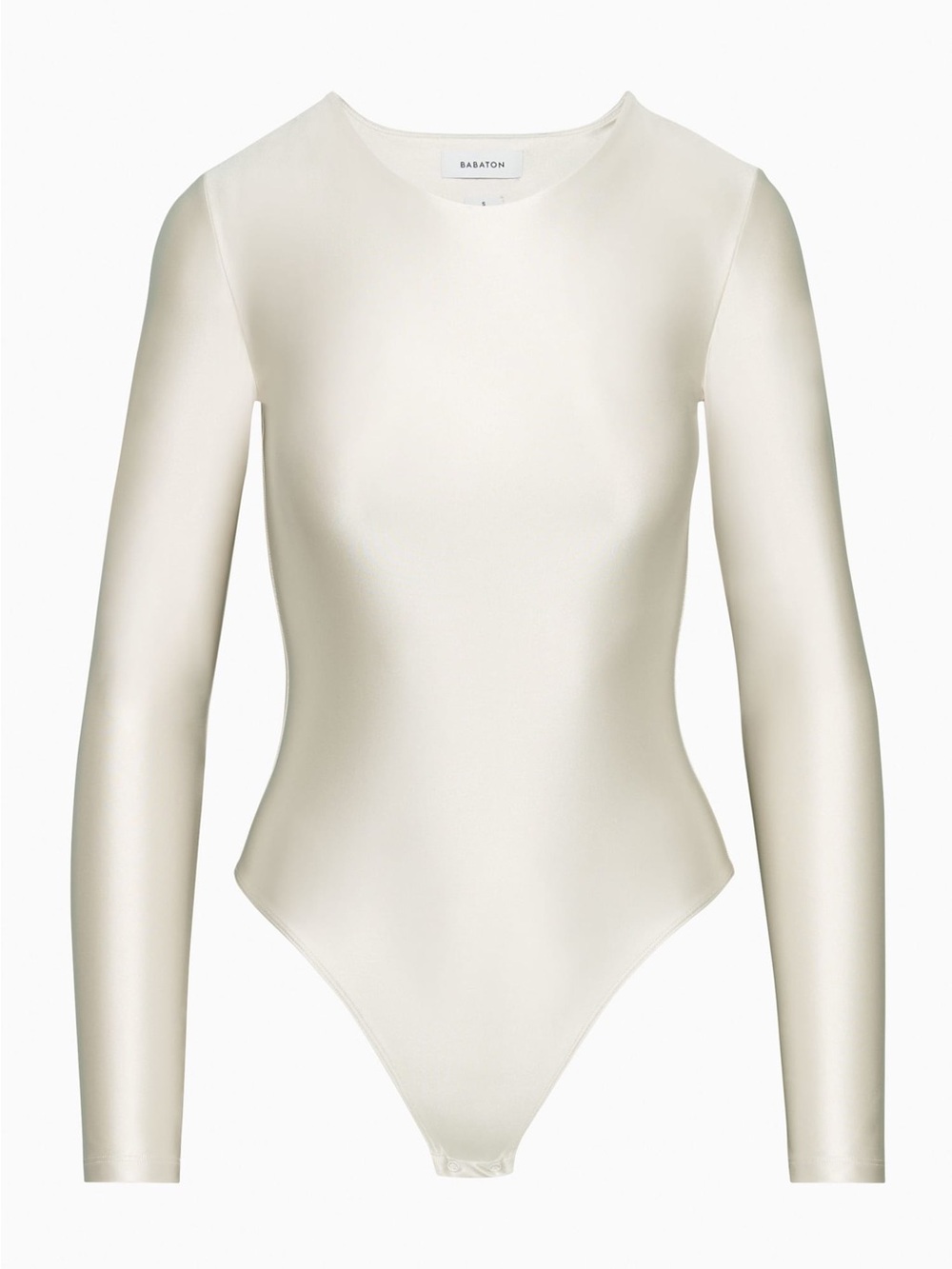 Aritzia Babaton Satinette crew Long-Sleeve Bodysuit in matte pearl